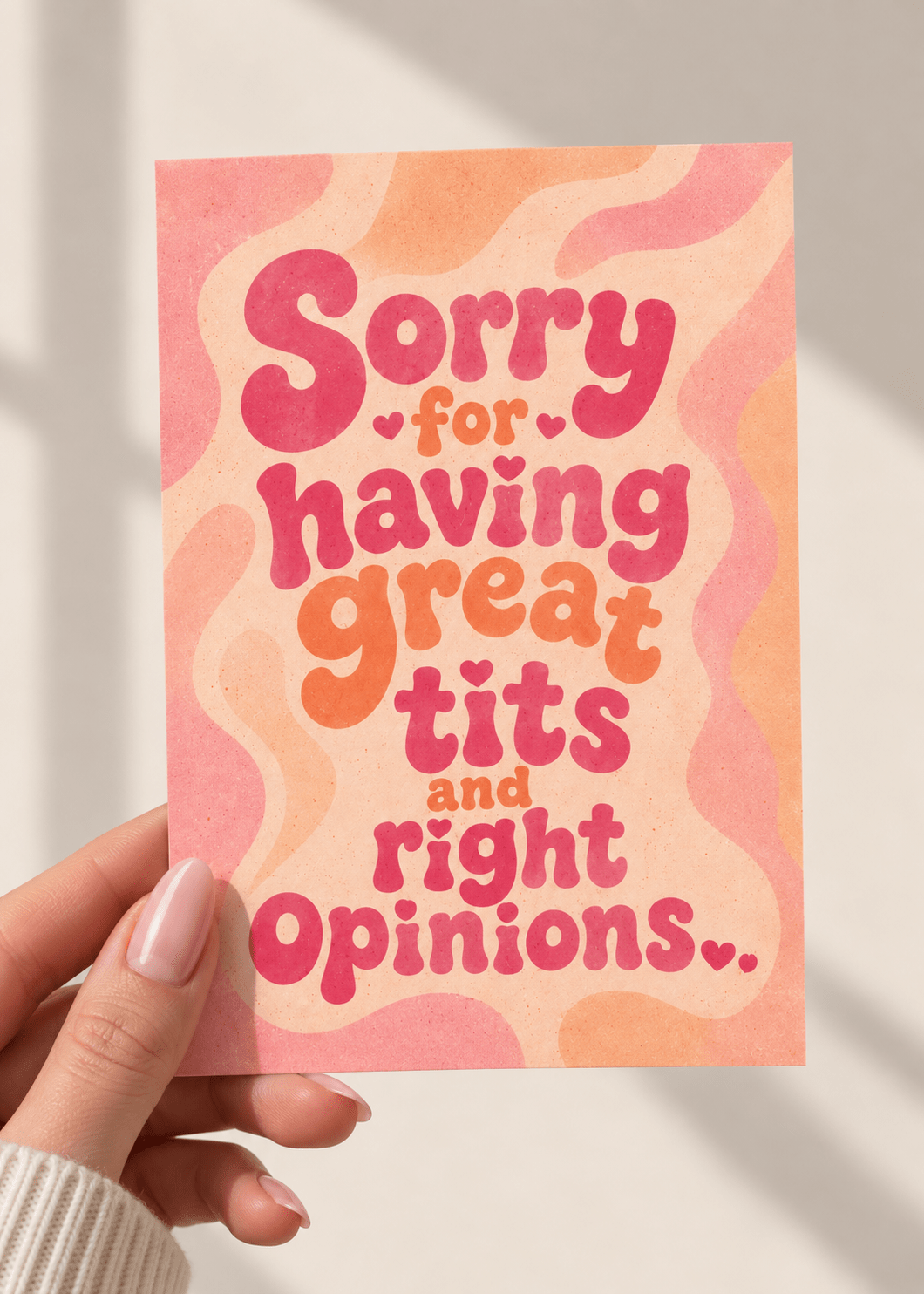 Postkarte "Sorry for having great tits and right opinions..."